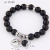 Pulsera Mujer Fashion Glass Bead Strand Bracelet - Pulseira Silver Heart Pendant Bracelets